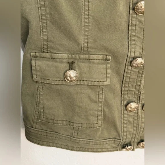 White House Black Market Olive Military Jacket Gold Buttons Utility Size 6 - Picture 5 of 15